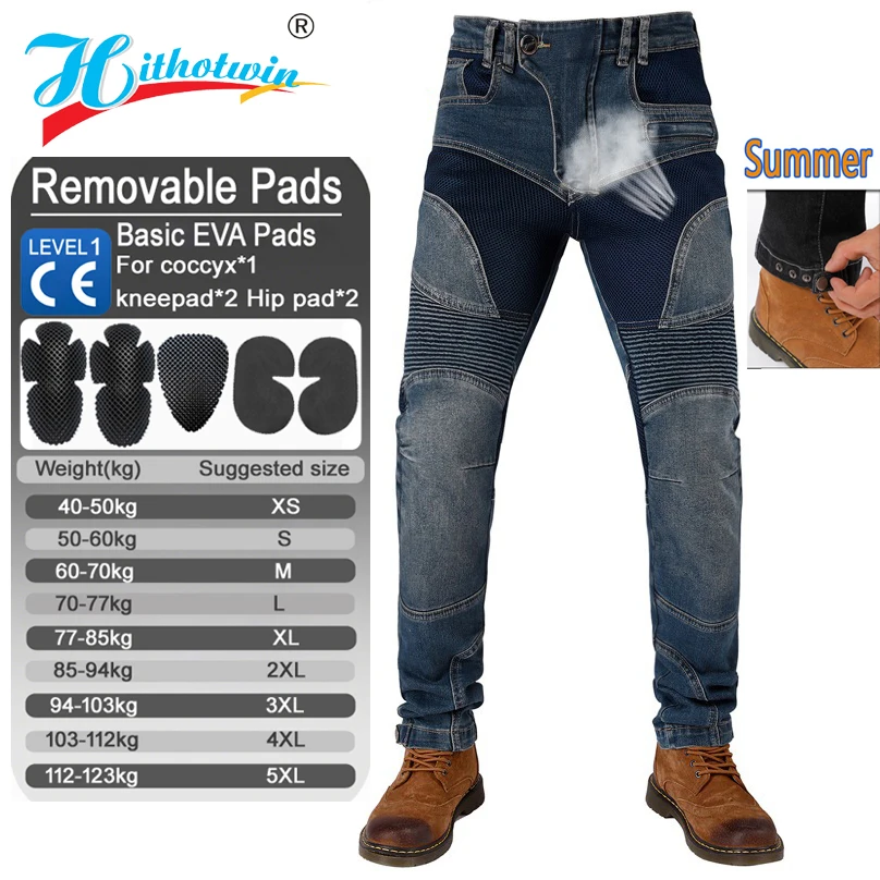 Летние мотоциклетные вентиляционные джинсы, мужские внедорожные велосипедные брюки с защитным снаряжением
Летние мотоциклетные вентиляционные джинсы, мужские внедорожные велосипедные брюки с защитным снаряжением