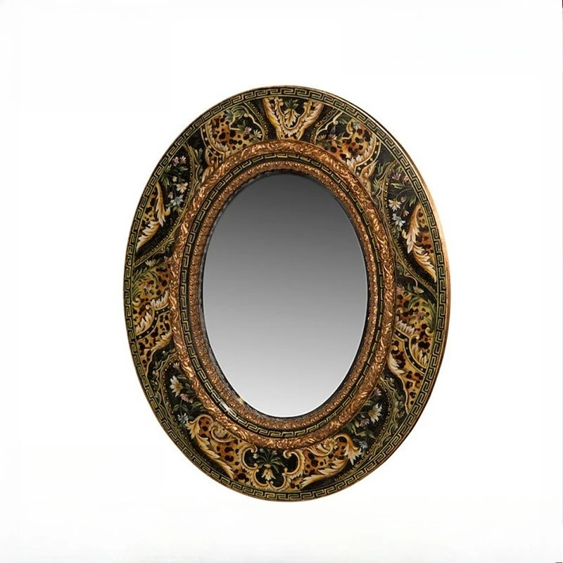 French Chinese style hand-painted entrance mirror with gold foil living room entrance solid wood decoration
French Chinese style hand-painted entrance mirror with gold foil living room entrance solid wood decoration