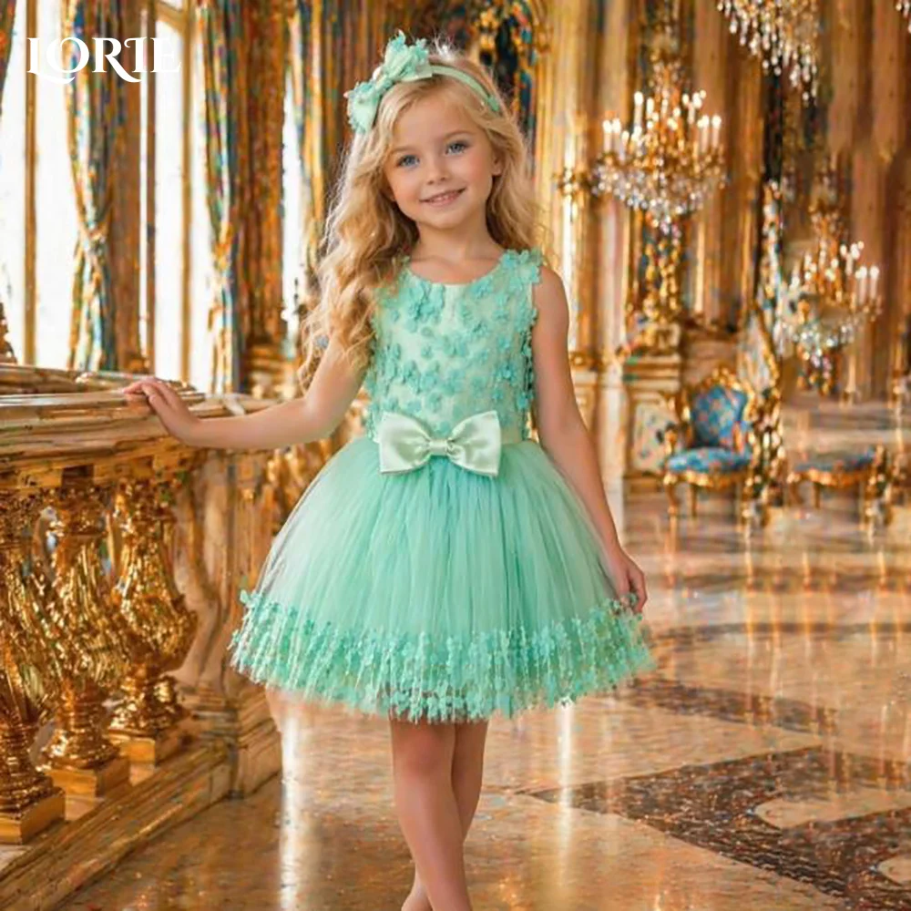 LORIE 3D Flower Mini Girl Party Dress High Collar A-Line Lace Ball Flower Girls Dress Bow Mini birthday Girls dress Customized
LORIE 3D Flower Mini Girl Party Dress High Collar A-Line Lace Ball Flower Girls Dress Bow Mini birthday Girls dress Customized