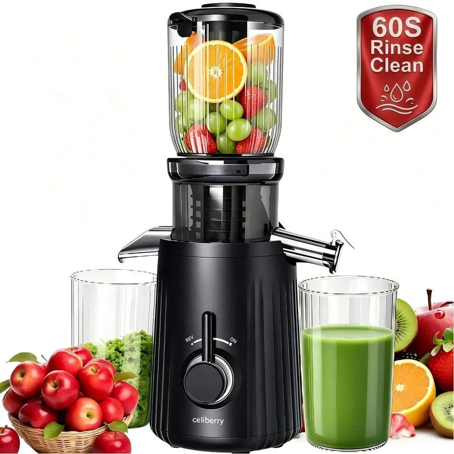 celiberry Cold Press Juicer Machines, Compact Slow Masticating Juicer With Large Feed Chute Fit Whole Fruits and Vegetables, Ea
celiberry Cold Press Juicer Machines, Compact Slow Masticating Juicer With Large Feed Chute Fit Whole Fruits and Vegetables, Ea