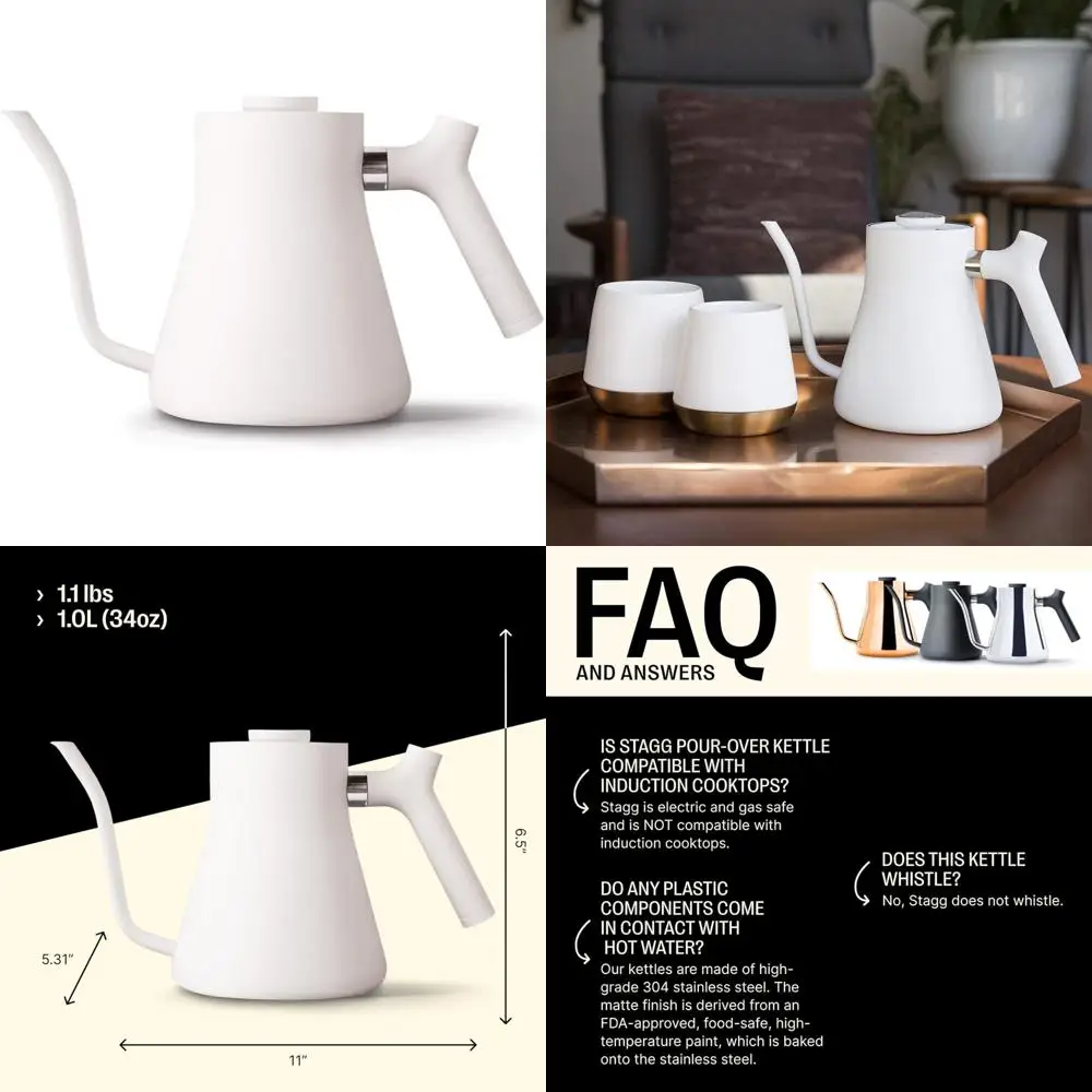 Gooseneck Pour-Over Kettle with Precision Spout and Built-In Thermometer for Coffee and Tea, Matte Finish, Enhanced Brewing Expe
Gooseneck Pour-Over Kettle with Precision Spout and Built-In Thermometer for Coffee and Tea, Matte Finish, Enhanced Brewing Expe