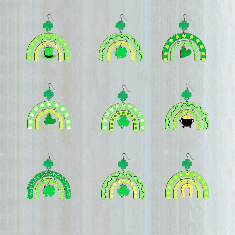 New St. Patrick's Day Earrings Green Day Saint Patricks Day Shamrock Lucky Carnival Four-leaf Clover Wooden Earrings for Women
New St. Patrick's Day Earrings Green Day Saint Patricks Day Shamrock Lucky Carnival Four-leaf Clover Wooden Earrings for Women