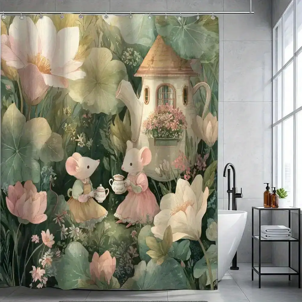 Whimsical Cottagecore Floral Shower Curtain Bathroom Decor Peony Garden Fairy Tale Animals Waterproof Polyester Curtain Pink Gre
Whimsical Cottagecore Floral Shower Curtain Bathroom Decor Peony Garden Fairy Tale Animals Waterproof Polyester Curtain Pink Gre