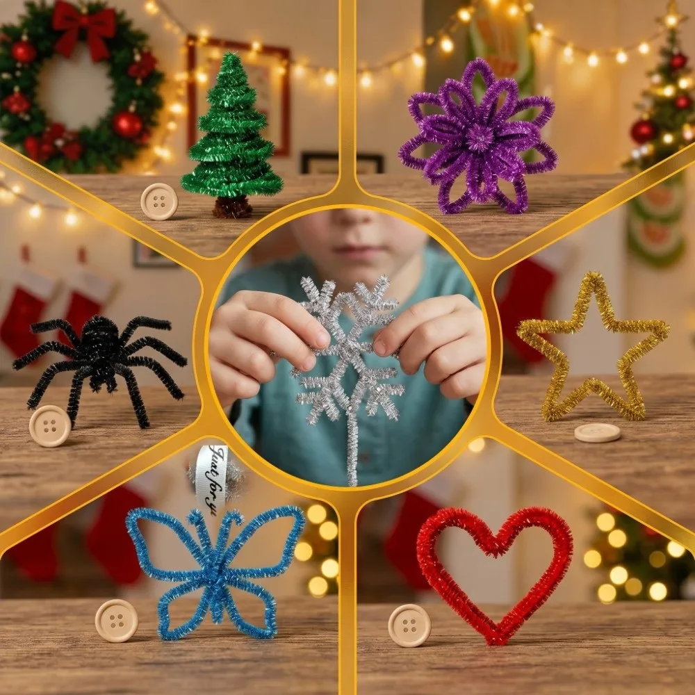 100Pcs Shining Craft Pipe Cleaners Glitter Sparkle Multicolored Chenille Stems Flexible Stems 6 mm Diameter
100Pcs Shining Craft Pipe Cleaners Glitter Sparkle Multicolored Chenille Stems Flexible Stems 6 mm Diameter