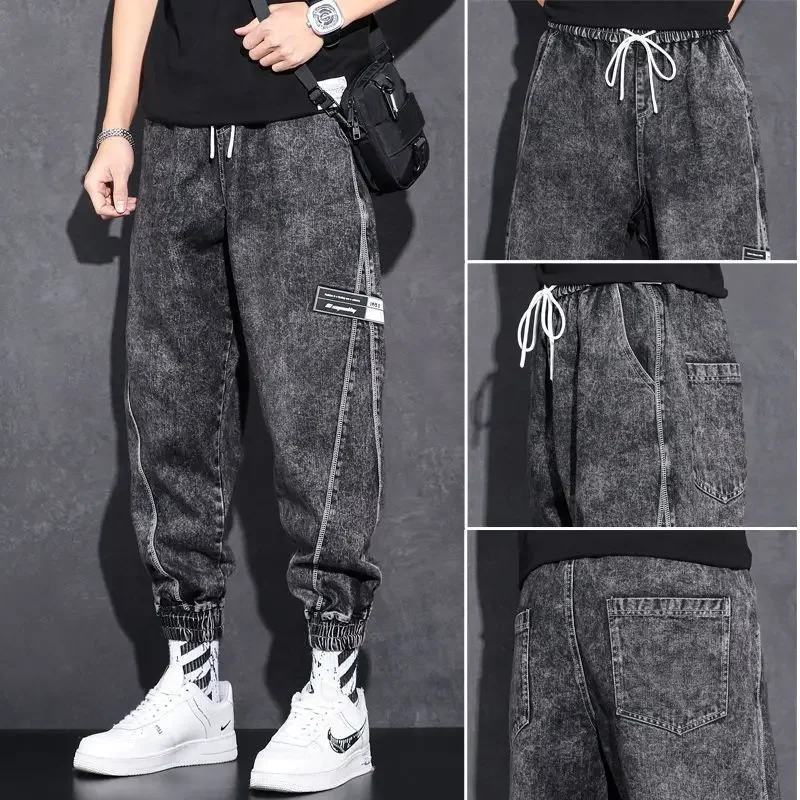 Loose Elastic Waist Denim Jeans for Men 2024 Fashion Casual Spring Workwear Foot-Tied Pants with Brand Workwear Baggy Trousers
Loose Elastic Waist Denim Jeans for Men 2024 Fashion Casual Spring Workwear Foot-Tied Pants with Brand Workwear Baggy Trousers