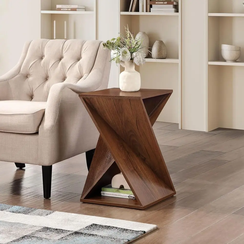 Unique Walnut End Table, Modern Living Room & Bedroom Accent Furniture, Architectural Design
Unique Walnut End Table, Modern Living Room & Bedroom Accent Furniture, Architectural Design