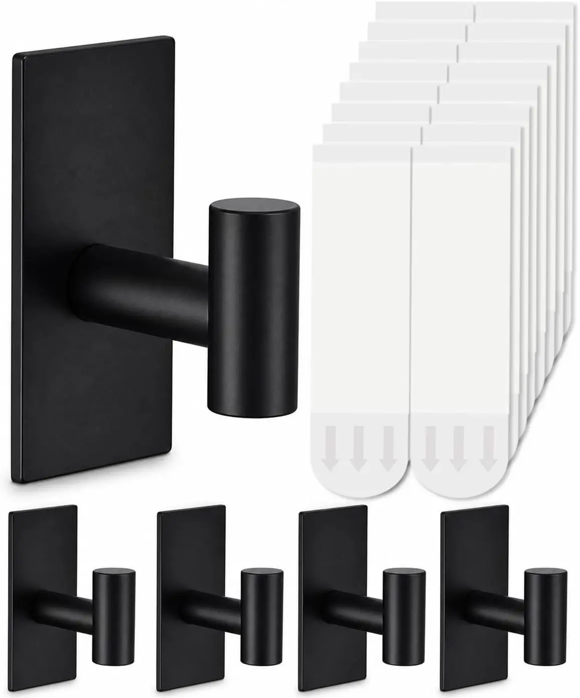 Heavy Duty Adhesive Hooks, 5 Pack, X-Large, Black, 304 Stainless Steel, Removable, No Damage
Heavy Duty Adhesive Hooks, 5 Pack, X-Large, Black, 304 Stainless Steel, Removable, No Damage