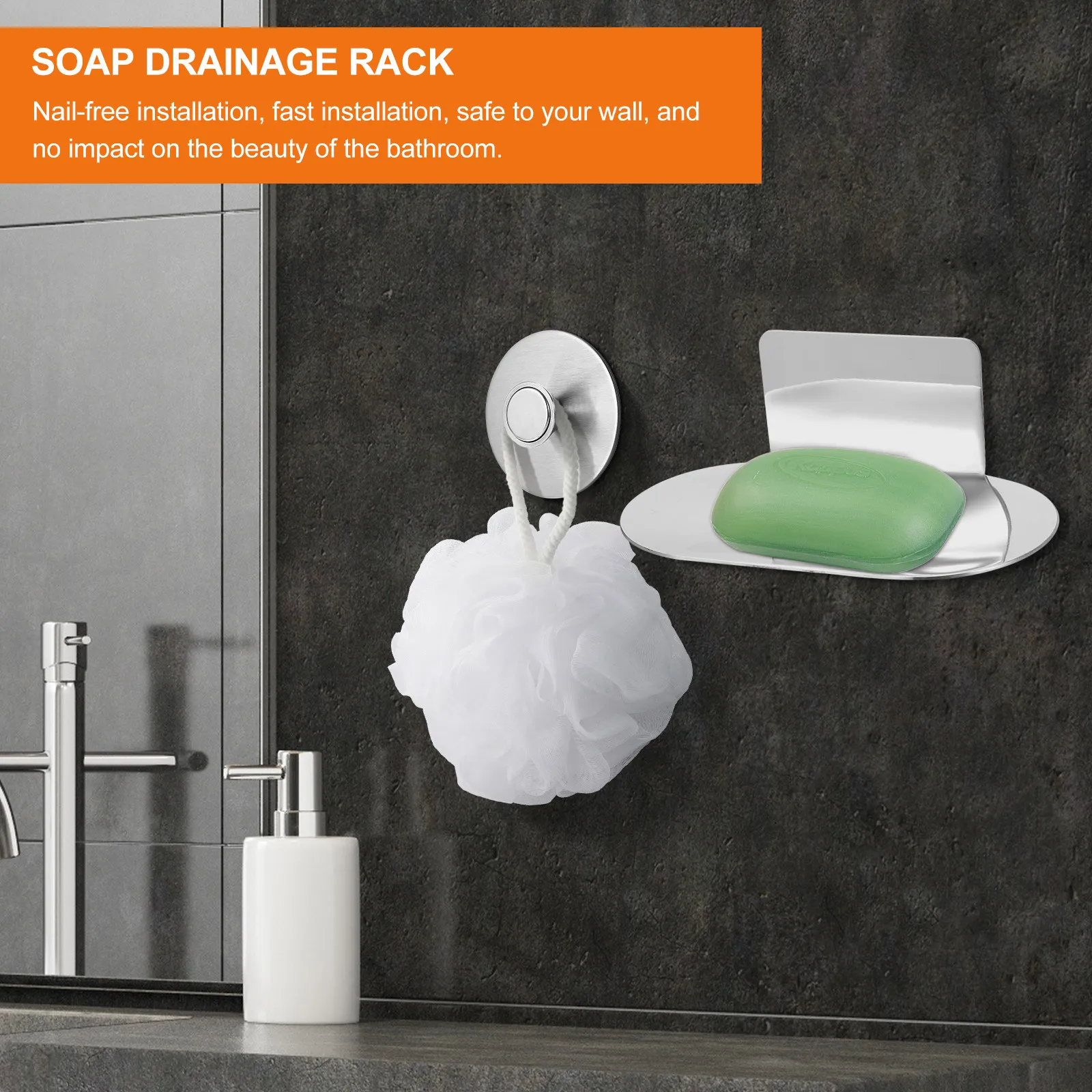 1Pcs Premium Stainless Steel Soap Rack Nail Free Installation Soap Holder Bathroom Storage Shelf with Ventilated Hollow Design
1Pcs Premium Stainless Steel Soap Rack Nail Free Installation Soap Holder Bathroom Storage Shelf with Ventilated Hollow Design
