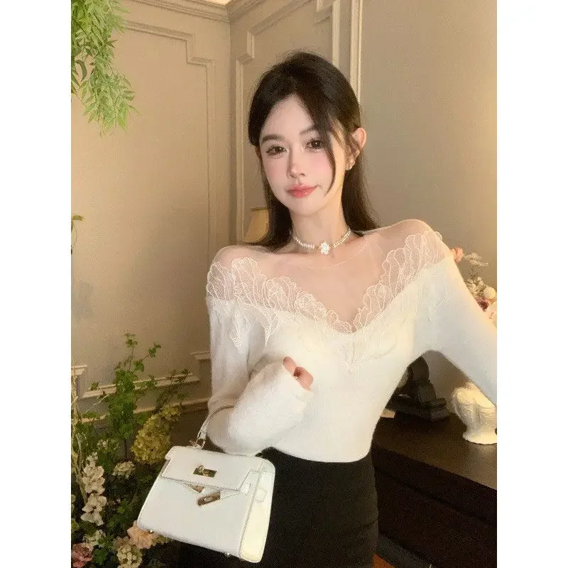 Tulle Women Shirts Sexy Lace Long-Sleeve T-shirts Y2k Korean Off Shoulder Fashion Solid Slim Leisure Autumn Short Tops Ladies
Tulle Women Shirts Sexy Lace Long-Sleeve T-shirts Y2k Korean Off Shoulder Fashion Solid Slim Leisure Autumn Short Tops Ladies