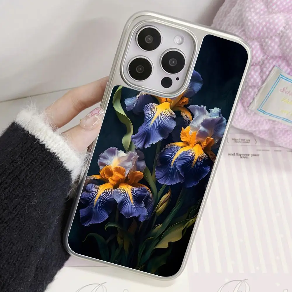 Aesthetic Iris Flower Phone Case for iPhone 17 16 15 14 13 12 11 Air Pro Max Plus Electroplated Silver Cover
Aesthetic Iris Flower Phone Case for iPhone 17 16 15 14 13 12 11 Air Pro Max Plus Electroplated Silver Cover