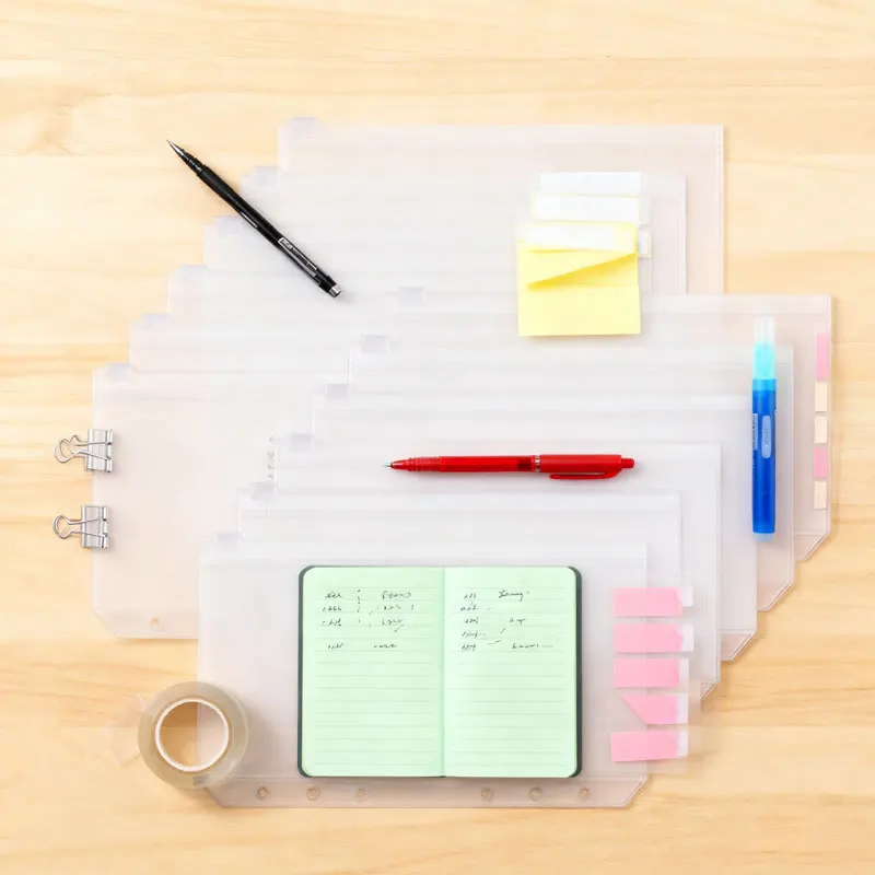 6pcs A6 Size 6 Holes Binder Pockets Zipper Folders Cash Envelopes Notebook Waterproof PVC Loose Leaf Bags Pouch Document Filing
6pcs A6 Size 6 Holes Binder Pockets Zipper Folders Cash Envelopes Notebook Waterproof PVC Loose Leaf Bags Pouch Document Filing