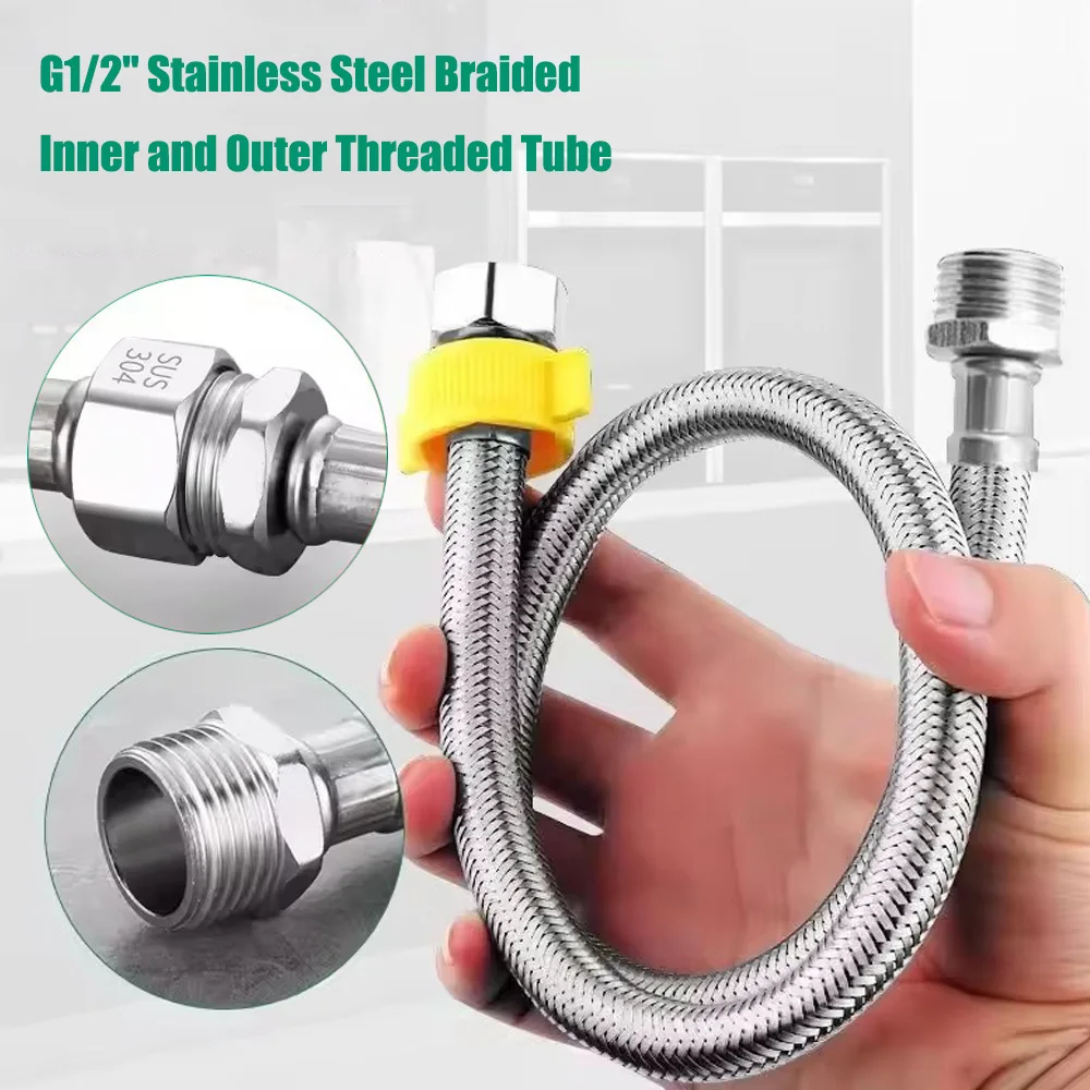 1pc 20/40/60/80/100/150/200CM G1/2 Internal and External Threaded Stainless Steel Braided Flexible Hose for Hot Cold Water Tube
1pc 20/40/60/80/100/150/200CM G1/2 Internal and External Threaded Stainless Steel Braided Flexible Hose for Hot Cold Water Tube