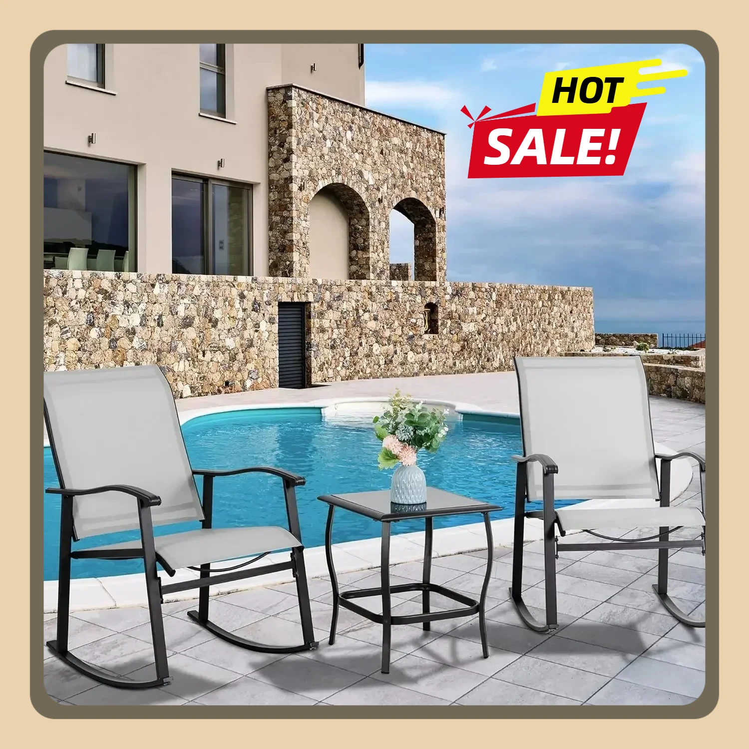 Front Porch Rocker Chairs Conversation Set, 3 Piece Outdoor Rocking Bistro Set, Textilene Fabric outdoor furniture camping chair
Front Porch Rocker Chairs Conversation Set, 3 Piece Outdoor Rocking Bistro Set, Textilene Fabric outdoor furniture camping chair