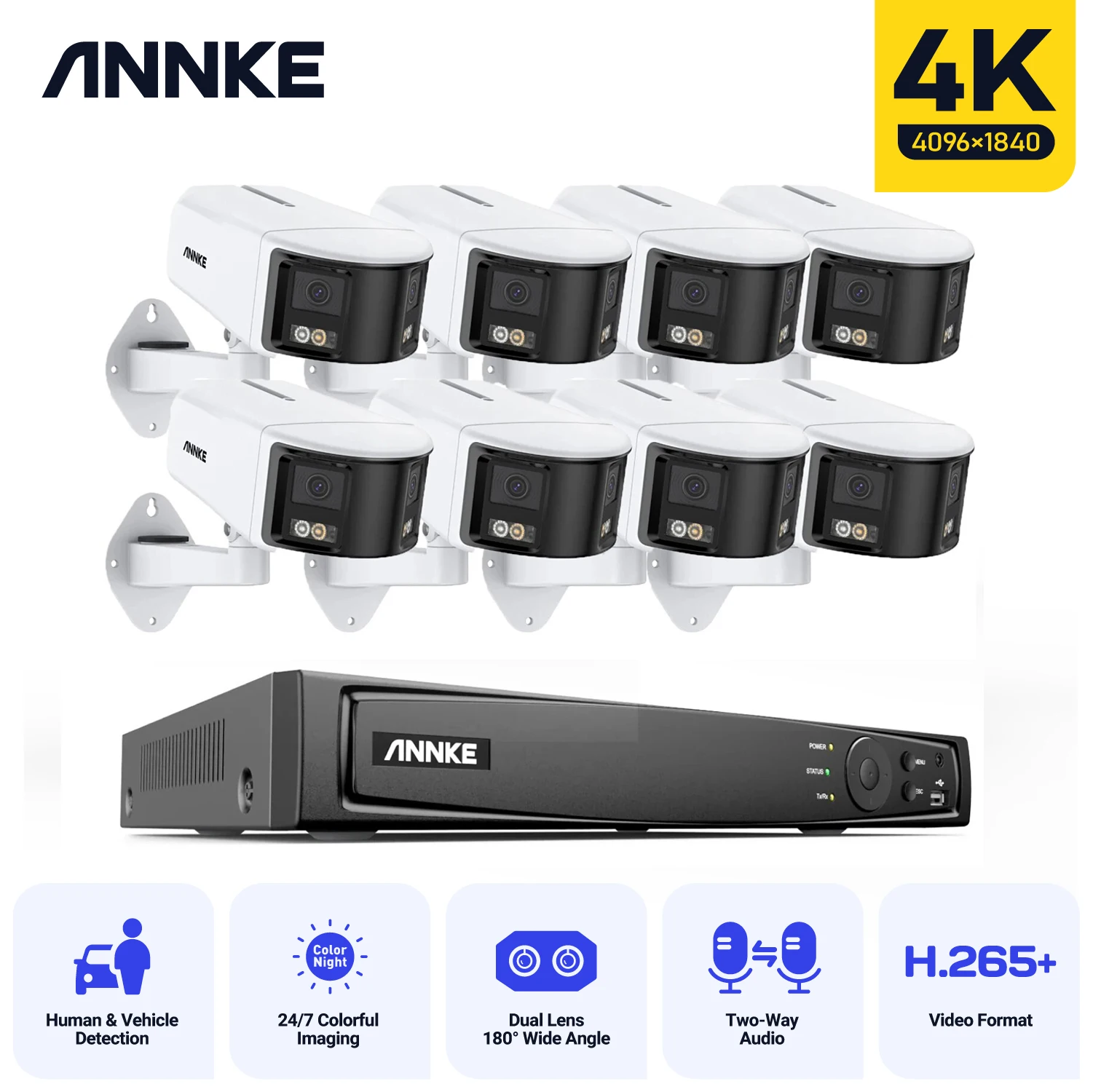 Камера ANNKE 4K, панорамная камера безопасности с двумя объективами, обнаружение человека, автоматическое отслеживание, двусторонняя аудио IP-камера, двойной объектив Poe 180 ° Широкий угол обзора
Камера ANNKE 4K, панорамная камера безопасности с двумя объективами, обнаружение человека, автоматическое отслеживание, двусторонняя аудио IP-камера, двойной объектив Poe 180 ° Широкий угол обзора