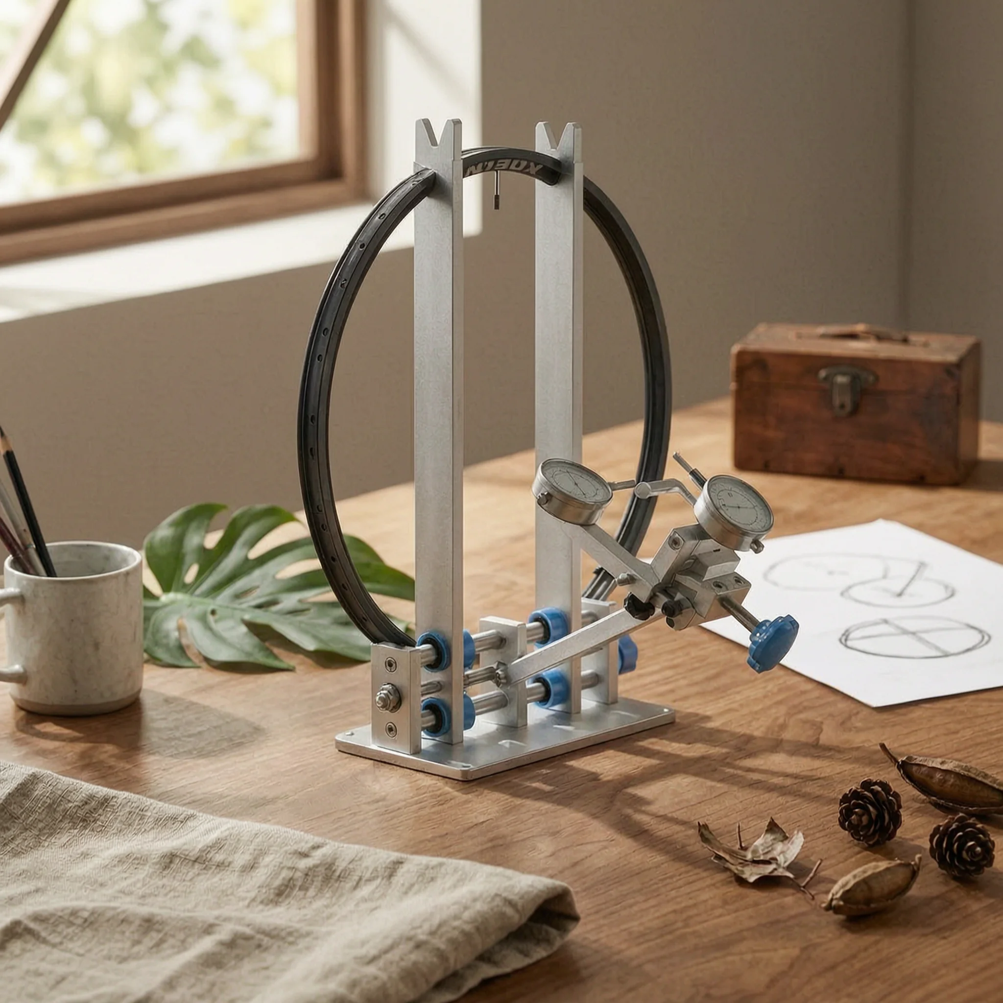 Cycle Wheel Truing Stand Precise Alignment Bike Rim Truing Tool Wheel Calibration Stand Dual Gauge Design Adjustable
Cycle Wheel Truing Stand Precise Alignment Bike Rim Truing Tool Wheel Calibration Stand Dual Gauge Design Adjustable