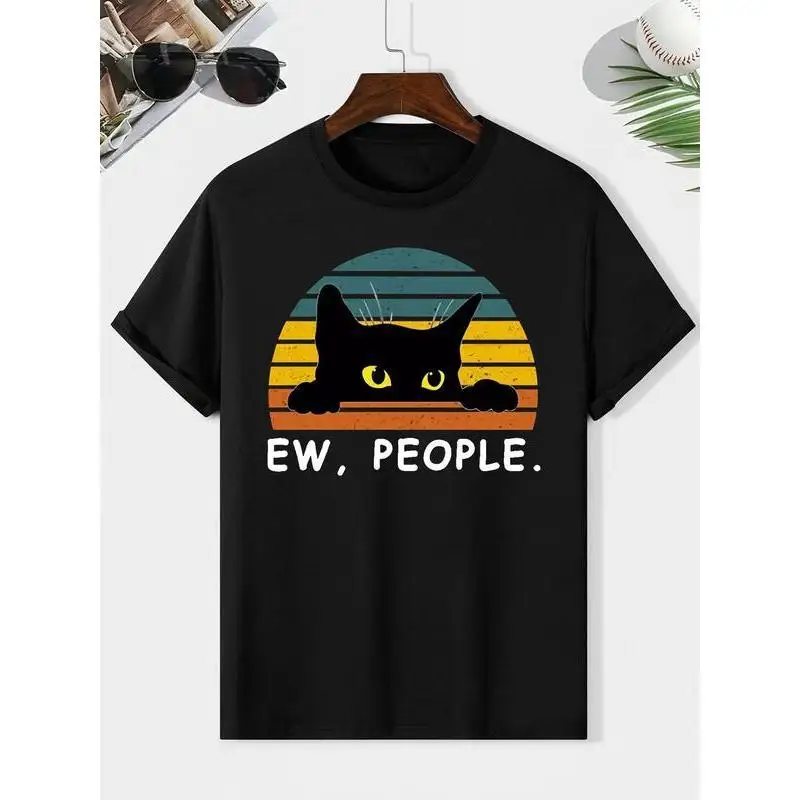 Женская футболка с рисунком Ew People Cat, забавная футболка с принтом черного котенка, винтажная повседневная уличная футболка с закатом и юмором, S-3XL
Женская футболка с рисунком Ew People Cat, забавная футболка с принтом черного котенка, винтажная повседневная уличная футболка с закатом и юмором, S-3XL