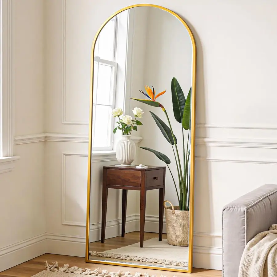 Arched Full Length Mirror 59.2"x16" for Bedroom, Full Body Mirror with Stand, Hanging or Leaning for Wall, Aluminum Alloy Thin
Arched Full Length Mirror 59.2"x16" for Bedroom, Full Body Mirror with Stand, Hanging or Leaning for Wall, Aluminum Alloy Thin