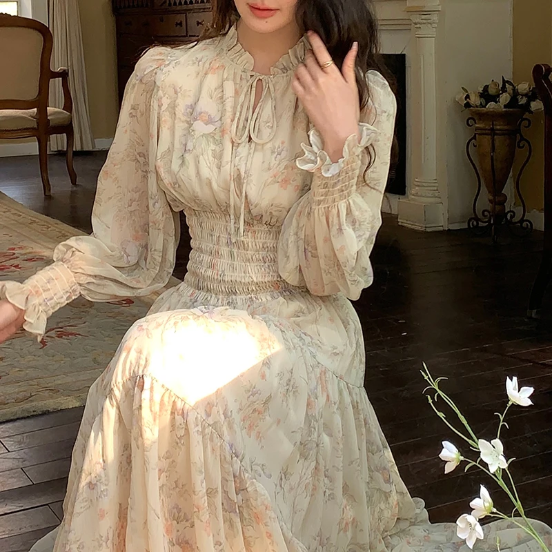 Chiffon Dress Women Long Sleeve Lace-Up Ruffles Dress Party Floral Long Dresses Female 2025 New Summer Elastic High Waist Dress
Chiffon Dress Women Long Sleeve Lace-Up Ruffles Dress Party Floral Long Dresses Female 2025 New Summer Elastic High Waist Dress