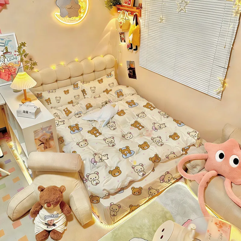 All Cotton Rilakkuma Bedding Set Cartoon Cute 3 Or 4 Piece With Sheet Fitted Sheet Soft Breathable For Student Dormitory Bedroom
All Cotton Rilakkuma Bedding Set Cartoon Cute 3 Or 4 Piece With Sheet Fitted Sheet Soft Breathable For Student Dormitory Bedroom