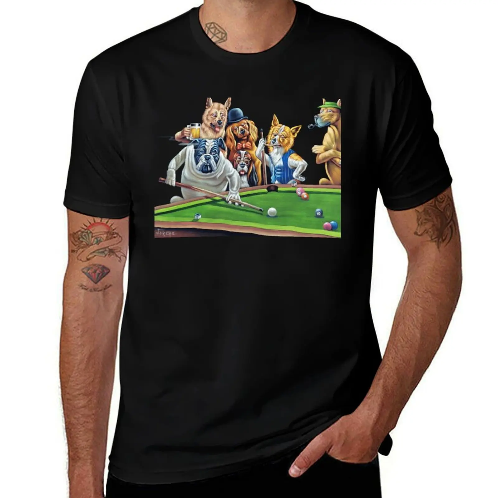 Dogs Playing Pool after Cassius Coolidge by Jorge Torrones, oil on black velvet T-Shirt man t shirt cotton high quality T-Shirt
Dogs Playing Pool after Cassius Coolidge by Jorge Torrones, oil on black velvet T-Shirt man t shirt cotton high quality T-Shirt