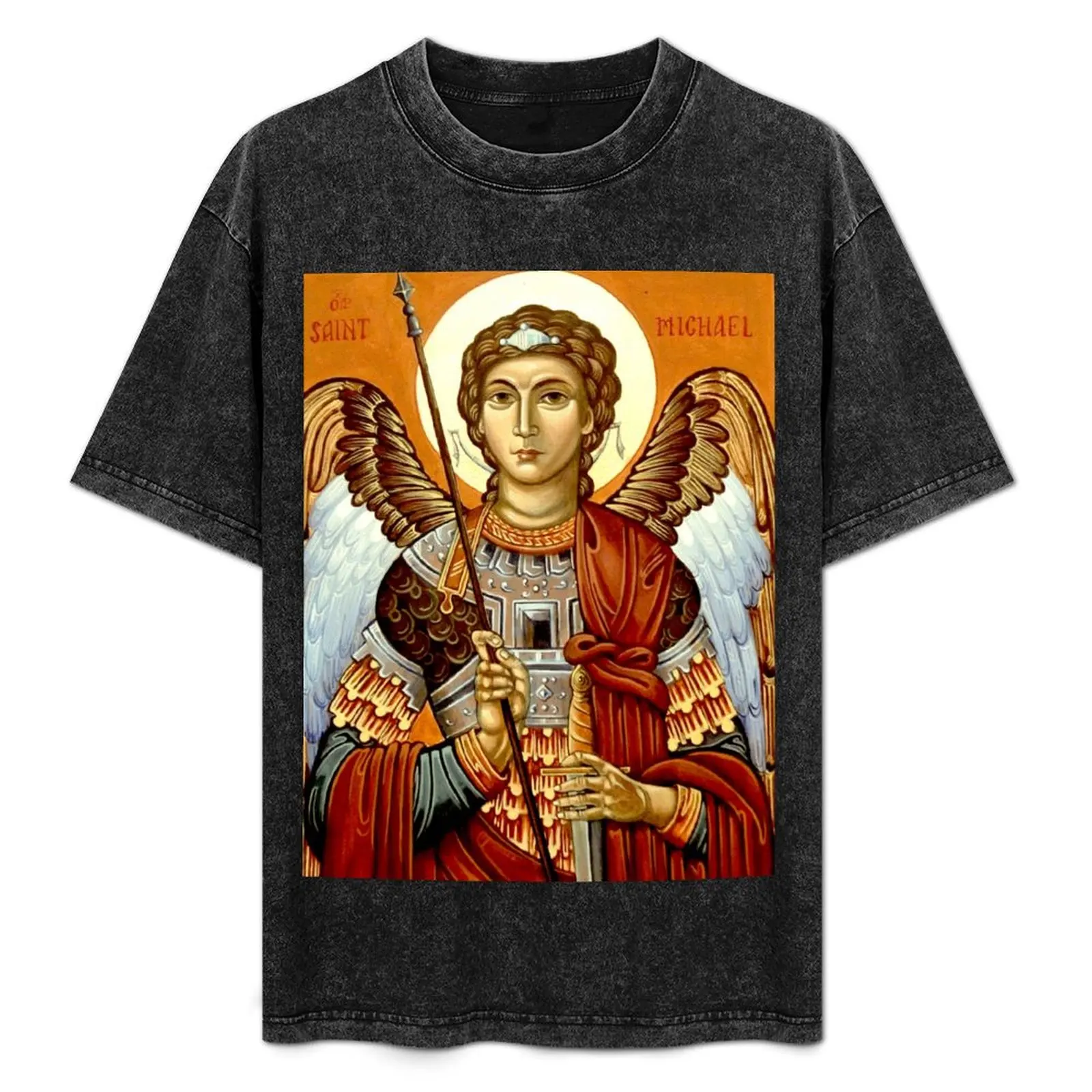 Icon of the Archangel St Michael, Protector of the home, by Olga Bileski T-Shirt Urban Casual Loose Fit Tee
Icon of the Archangel St Michael, Protector of the home, by Olga Bileski T-Shirt Urban Casual Loose Fit Tee