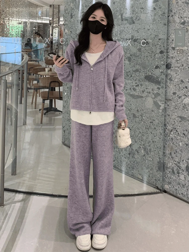 Casual Sportswear Set Women's Spring Autumn Loose Knitted Hoodie Wide Leg Pants Two Piece Set Comfortable Breathable Polyeste...
Casual Sportswear Set Women's Spring Autumn Loose Knitted Hoodie Wide Leg Pants Two Piece Set Comfortable Breathable Polyeste...