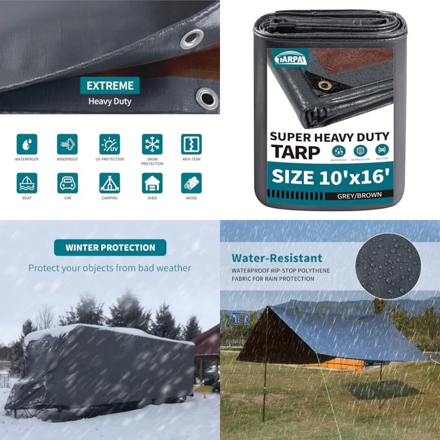 tarp 10x16 Feet Super Heavy Duty Tarps Cover 20mil Waterproof UV Protection Rip and Tear Proof Tarpaulin with Grommets Grey/Bro
tarp 10x16 Feet Super Heavy Duty Tarps Cover 20mil Waterproof UV Protection Rip and Tear Proof Tarpaulin with Grommets Grey/Bro