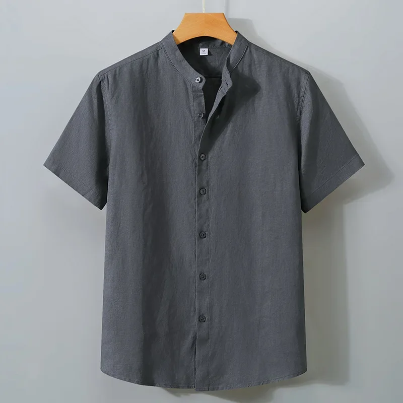 2026 Pure Linen Men's Short Sleeve Shirt Casual Chinese Style Stand Collar Loose Fit Top Half Sleeve Shirt
2026 Pure Linen Men's Short Sleeve Shirt Casual Chinese Style Stand Collar Loose Fit Top Half Sleeve Shirt