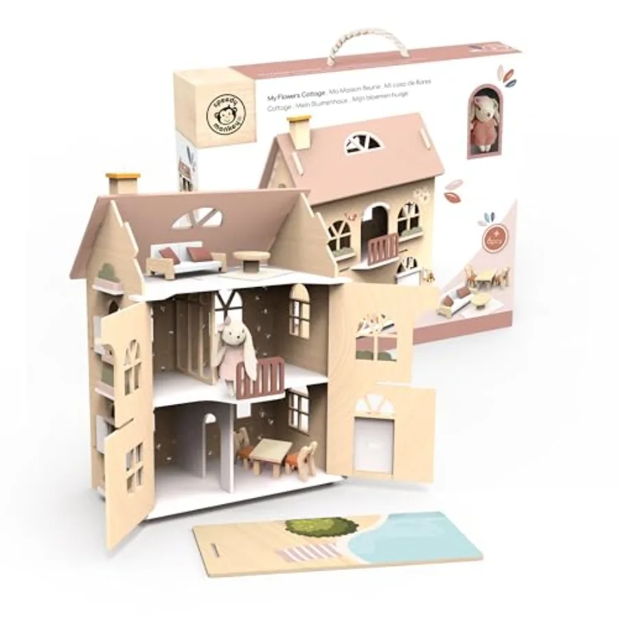 Pretend Play Wooden Dollhouse for Toddlers Preschoolers Flowers Cottage Starter Set Natural Wood Finish Encourages Imaginative
Pretend Play Wooden Dollhouse for Toddlers Preschoolers Flowers Cottage Starter Set Natural Wood Finish Encourages Imaginative