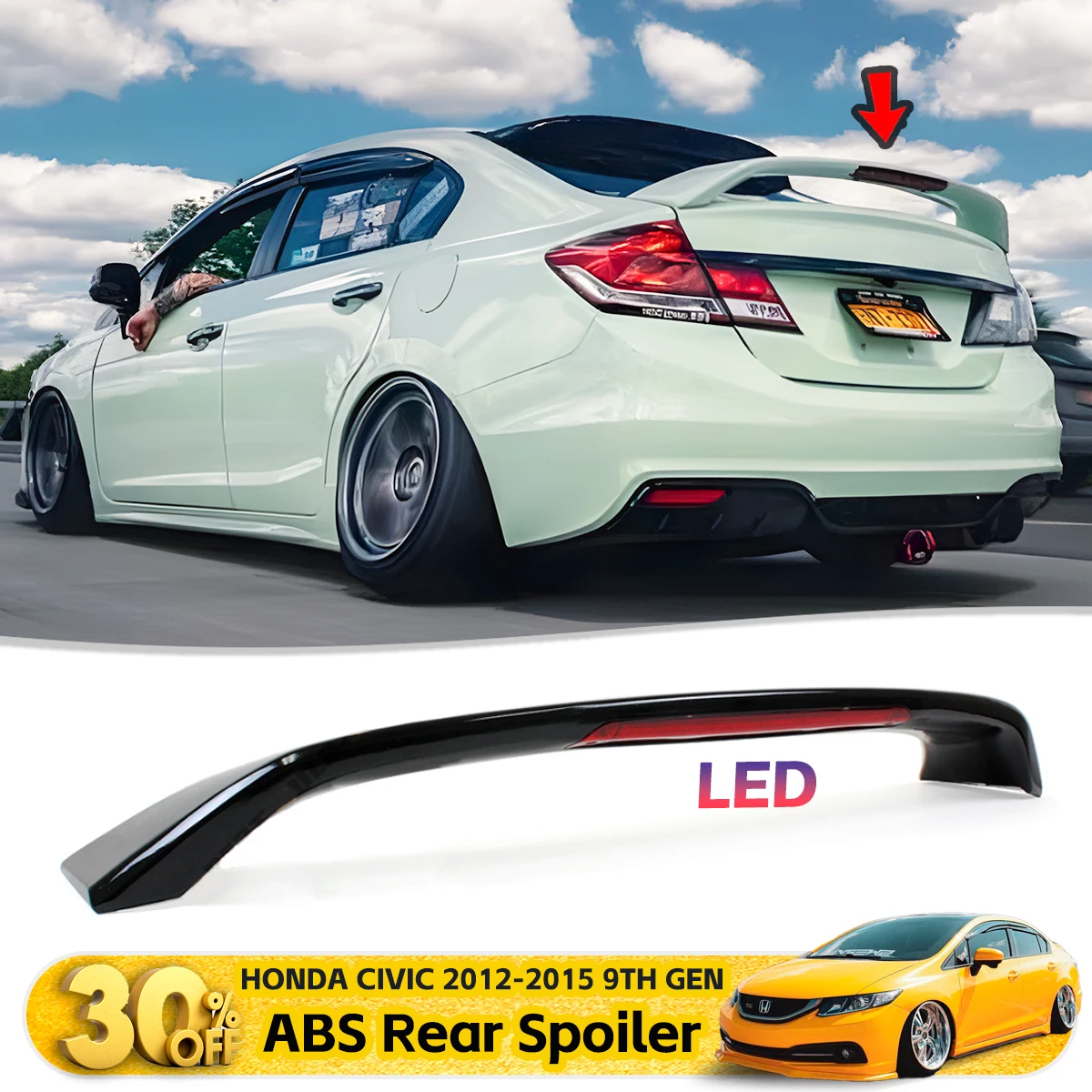 For 2012-2015 9th Gen Honda Civic Sedan Glossy Black Si Style Trunk Spoiler with LED Rear Wing Exterior Parts Auto Accessorie
For 2012-2015 9th Gen Honda Civic Sedan Glossy Black Si Style Trunk Spoiler with LED Rear Wing Exterior Parts Auto Accessorie