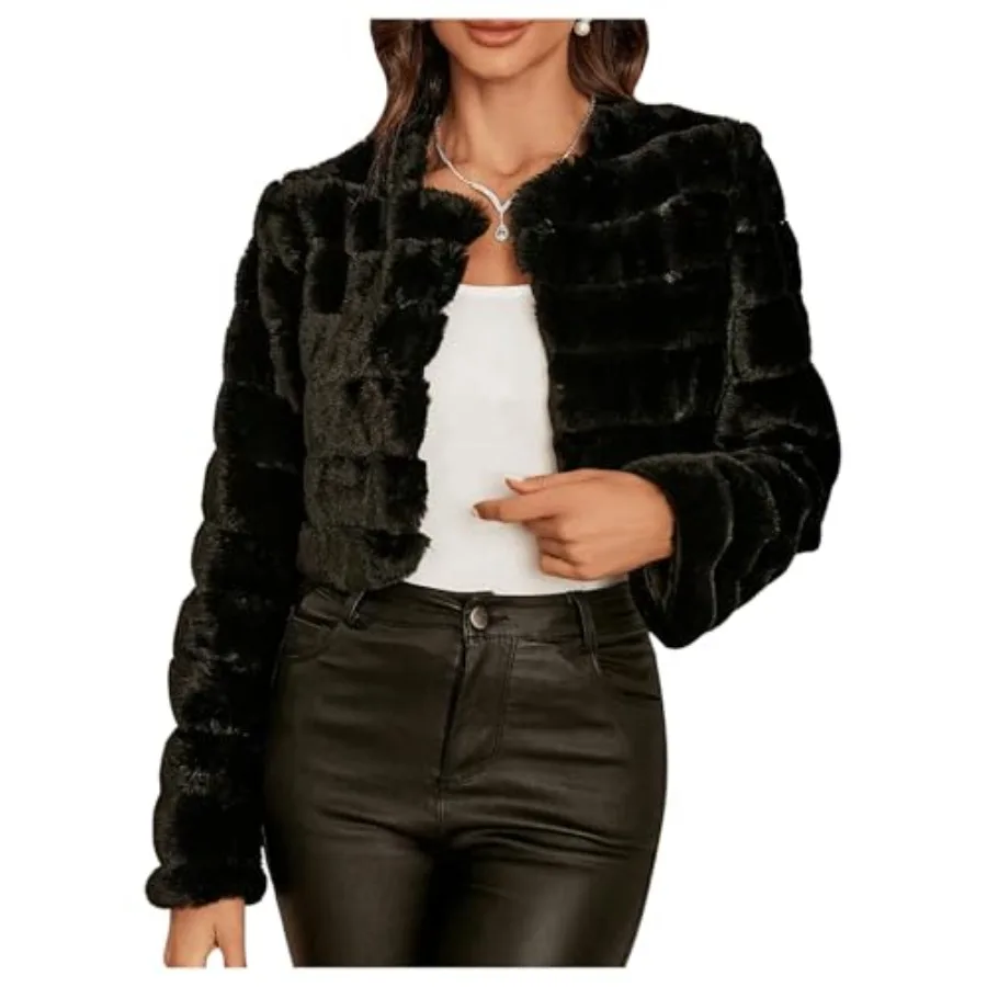 Verdusa Women's Winter Clothing Faux Fur Jacket Flannel Fuzzy Cropped Coat Open Front Outerwear
Verdusa Women's Winter Clothing Faux Fur Jacket Flannel Fuzzy Cropped Coat Open Front Outerwear