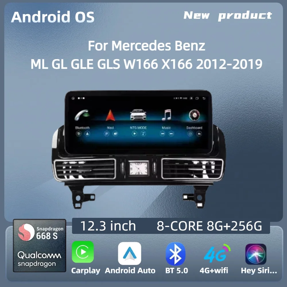 For Mercedes Benz ML GL GLE GLS W166 X166 2012-2019 12.3inch Car Radio Android 14 Wireless Carplay Snapdragon 680 Touch Screen
For Mercedes Benz ML GL GLE GLS W166 X166 2012-2019 12.3inch Car Radio Android 14 Wireless Carplay Snapdragon 680 Touch Screen