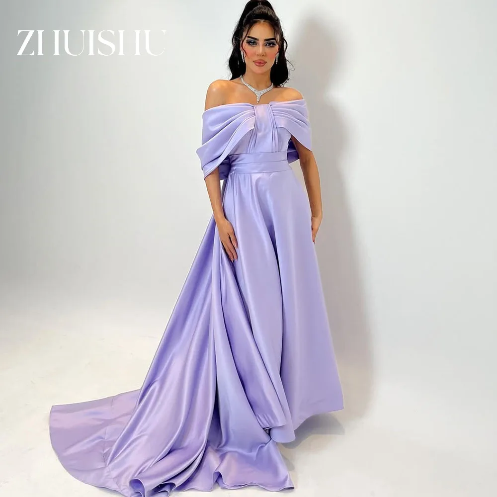 ZHUISHU Purple Silk Satin Evening Gown Off the Shoulder Long Prom Dresses for Wedding Party Customized Wedding Guest Gown
ZHUISHU Purple Silk Satin Evening Gown Off the Shoulder Long Prom Dresses for Wedding Party Customized Wedding Guest Gown