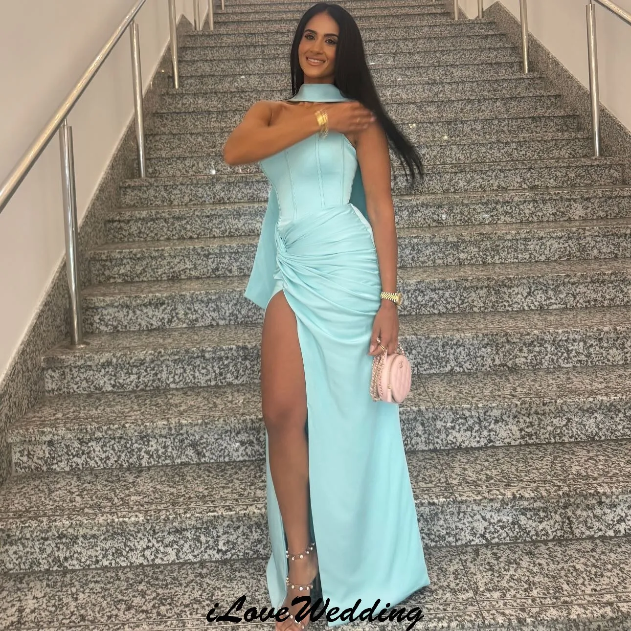 Sky Blue Strapless Mermaid Prom Dresses 2025 Elegant Wedding Party Dress For Woman Ruched Floor Length Evening Dress Customized
Sky Blue Strapless Mermaid Prom Dresses 2025 Elegant Wedding Party Dress For Woman Ruched Floor Length Evening Dress Customized