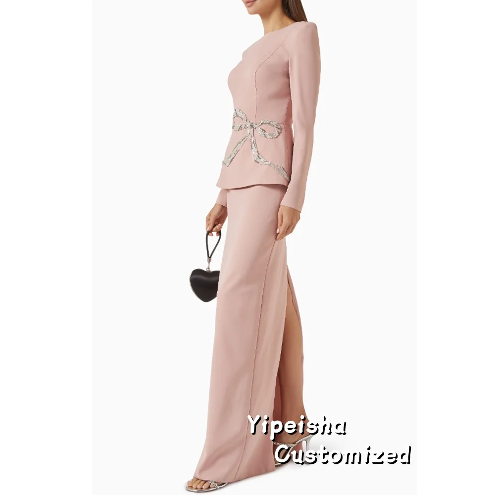 Customized Pink Women's Evening Gown Sheath Formal Party Dress Long Sleeves Saudi Dress Floor Length Beading Prom Dress 2026
Customized Pink Women's Evening Gown Sheath Formal Party Dress Long Sleeves Saudi Dress Floor Length Beading Prom Dress 2026