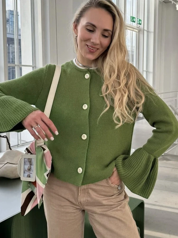 Fantoye вязаный однобортный кардиган женский свитер зеленый свитер с расклешенными рукавами и круглым вырезом осень свободная повседневная уличная одежда 2025
Fantoye вязаный однобортный кардиган женский свитер зеленый свитер с расклешенными рукавами и круглым вырезом осень свободная повседневная уличная одежда 2025