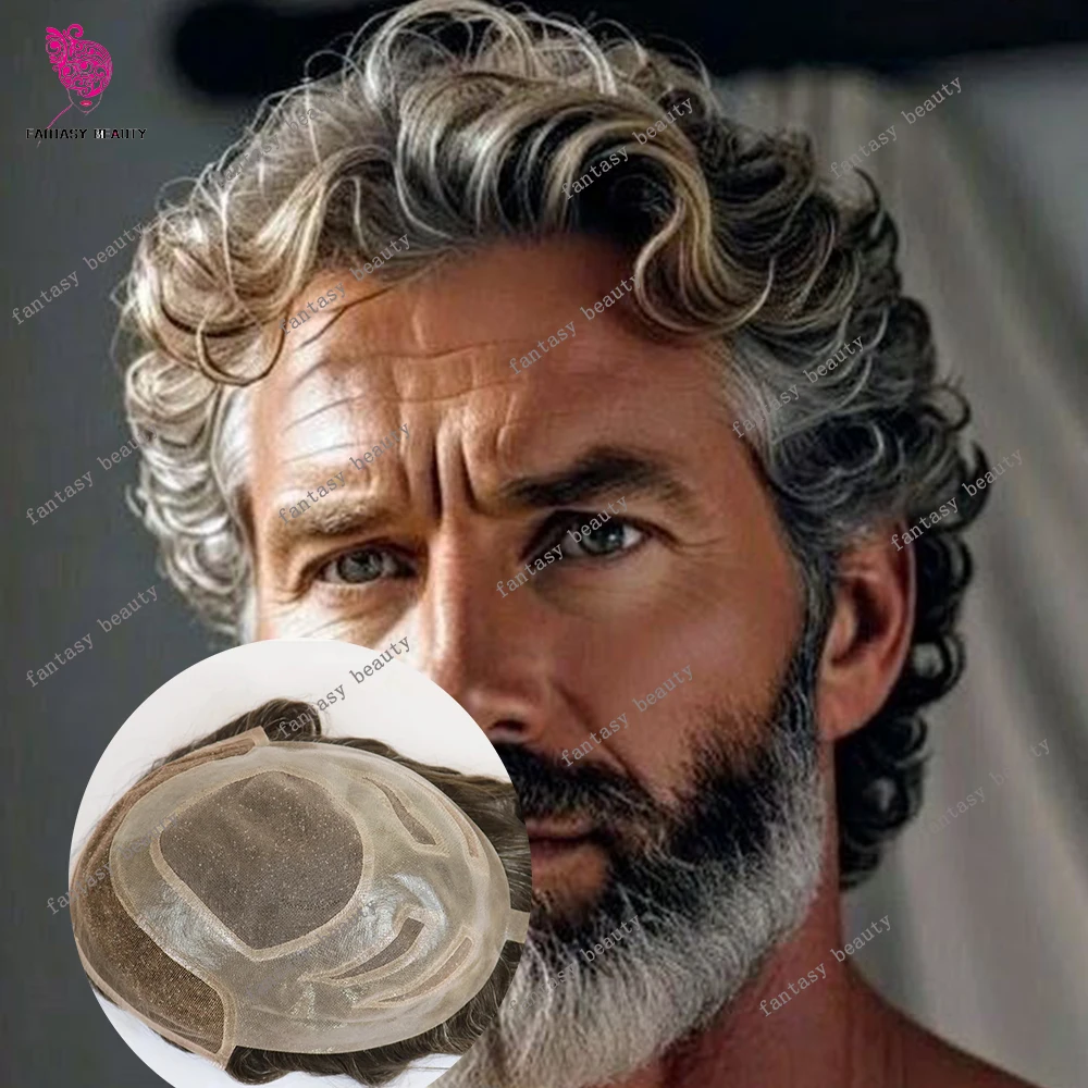 Ventilated Lace Front 1b50# 350# 25mm Curly Human Hair Versalite Men's Toupee Black Grey Hair Bleach Knots Capillary Prosthesis
Ventilated Lace Front 1b50# 350# 25mm Curly Human Hair Versalite Men's Toupee Black Grey Hair Bleach Knots Capillary Prosthesis
