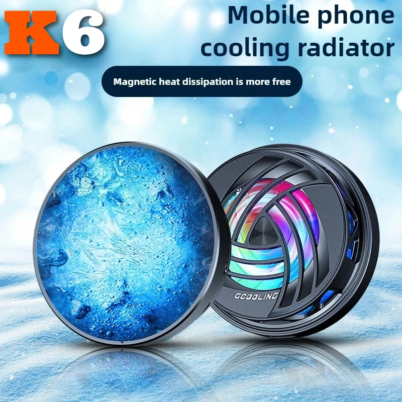 K6 Mobile Phone Magnetic Semiconductor Radiator with RGB Colorful Light Ice-cold Cooling Fan for IPhone Samsung Xiaomi Universal
K6 Mobile Phone Magnetic Semiconductor Radiator with RGB Colorful Light Ice-cold Cooling Fan for IPhone Samsung Xiaomi Universal