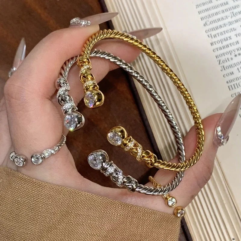 Creative Glossy Round Diamond exquisite Spiral Vintage bracelet for women Silver 925 Hip Hop Style Open bangles Ring Jewelry
Creative Glossy Round Diamond exquisite Spiral Vintage bracelet for women Silver 925 Hip Hop Style Open bangles Ring Jewelry