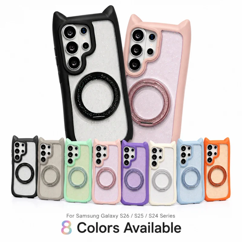 For Samsung Galaxy S26 S25 S24 Ultra Plus Case Cute Cat Ear Clear Glitter 360 Ring Stand Shockproof Cover
For Samsung Galaxy S26 S25 S24 Ultra Plus Case Cute Cat Ear Clear Glitter 360 Ring Stand Shockproof Cover
