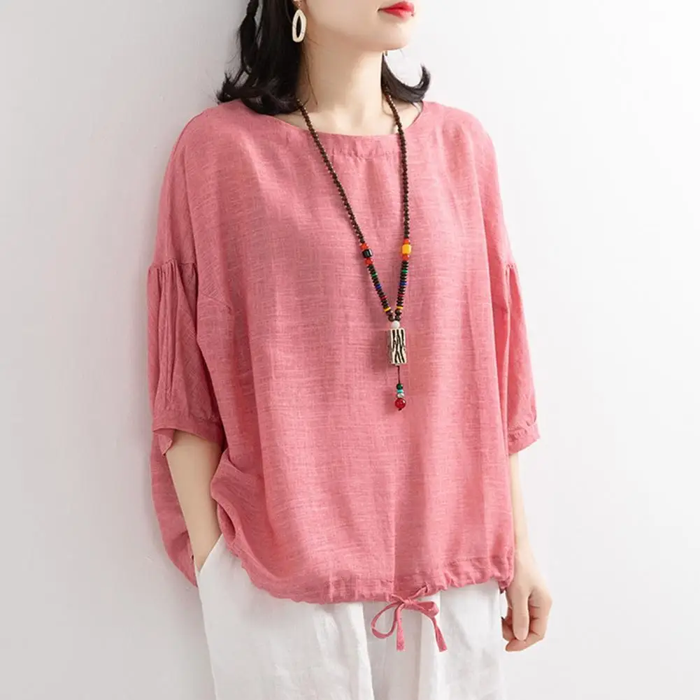 Comfortable Women Blouse Stylish Women's Summer T-shirt Collection Round Neck 3/4 Sleeve Solid Color Tee Lightweight for A
Comfortable Women Blouse Stylish Women's Summer T-shirt Collection Round Neck 3/4 Sleeve Solid Color Tee Lightweight for A