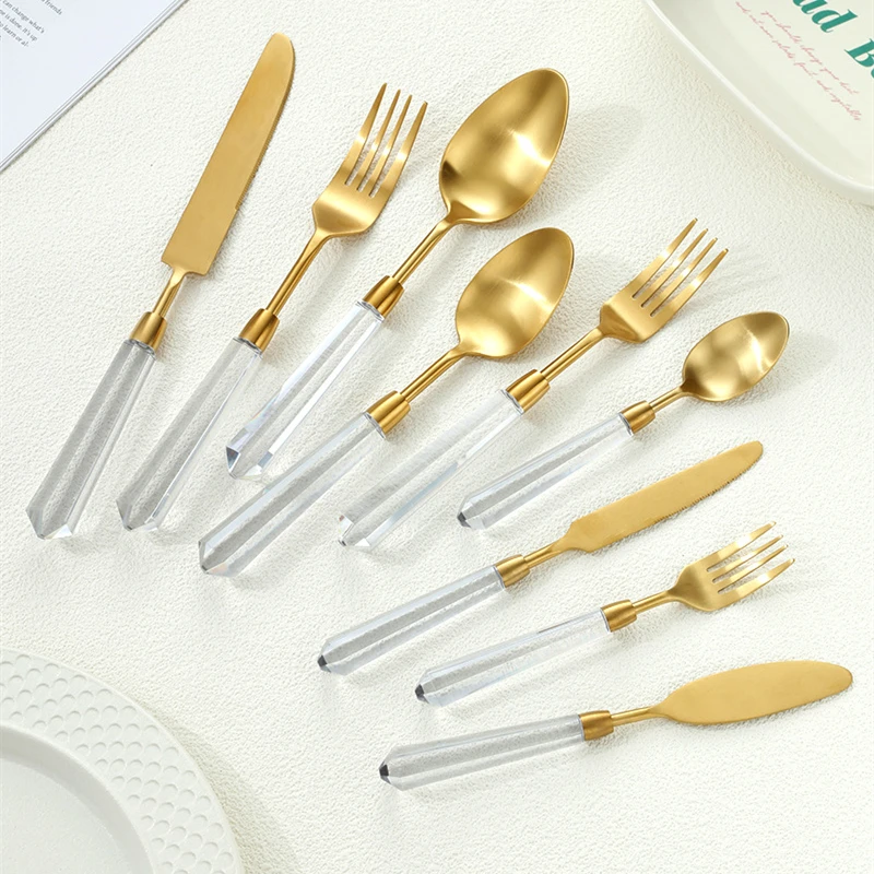 Transparent Acylic 304 Stainless Steel Cutlery Set High Value Hotel Table Spoon Knife Fork Teafork Teaspoon Wedding Decoration
Transparent Acylic 304 Stainless Steel Cutlery Set High Value Hotel Table Spoon Knife Fork Teafork Teaspoon Wedding Decoration