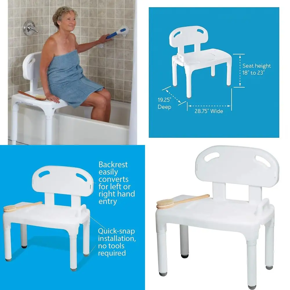 Adjustable Transfer Bench with Backrest, Bath and Shower Seat for Elderly and Disabled
Adjustable Transfer Bench with Backrest, Bath and Shower Seat for Elderly and Disabled