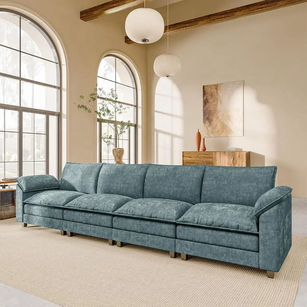 4-Seat Chenille Sectional Couch with Double-Layer Cushion, DIY Living Room and Bedroom Sofa (Linear Design, Blue)
4-Seat Chenille Sectional Couch with Double-Layer Cushion, DIY Living Room and Bedroom Sofa (Linear Design, Blue)