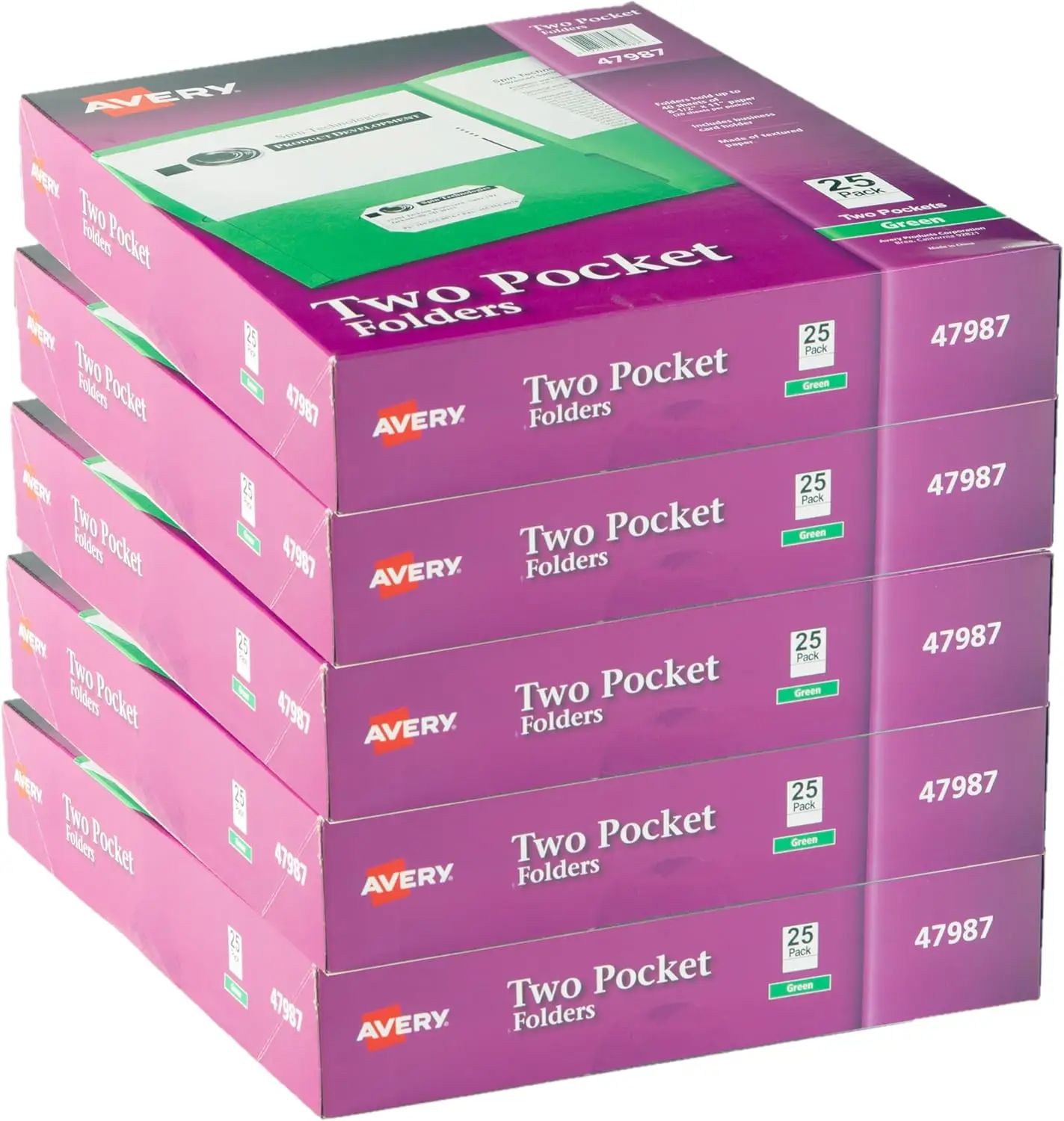 Green Two-Pocket Folders, Holds 40 Sheets with Business Card Slot, Pack of 125 for Office and School Use
Green Two-Pocket Folders, Holds 40 Sheets with Business Card Slot, Pack of 125 for Office and School Use