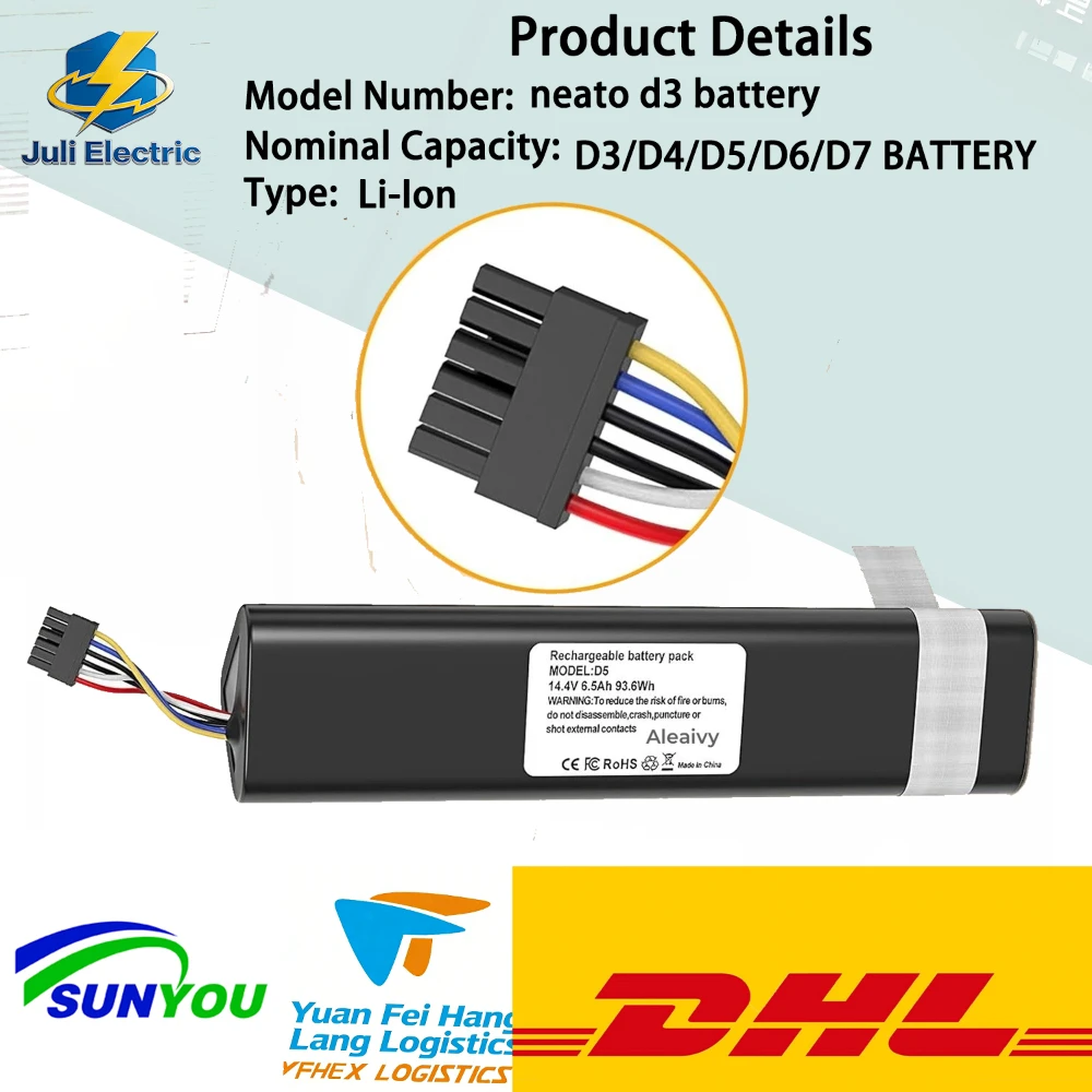 Replacement Battery for Neato D3 D4 D5 D6 D7 Robot Vacuum JULI 14.4V 6500mAh Li Ion Battery 945-0225 18650 tosaerba a batteria
Replacement Battery for Neato D3 D4 D5 D6 D7 Robot Vacuum JULI 14.4V 6500mAh Li Ion Battery 945-0225 18650 tosaerba a batteria