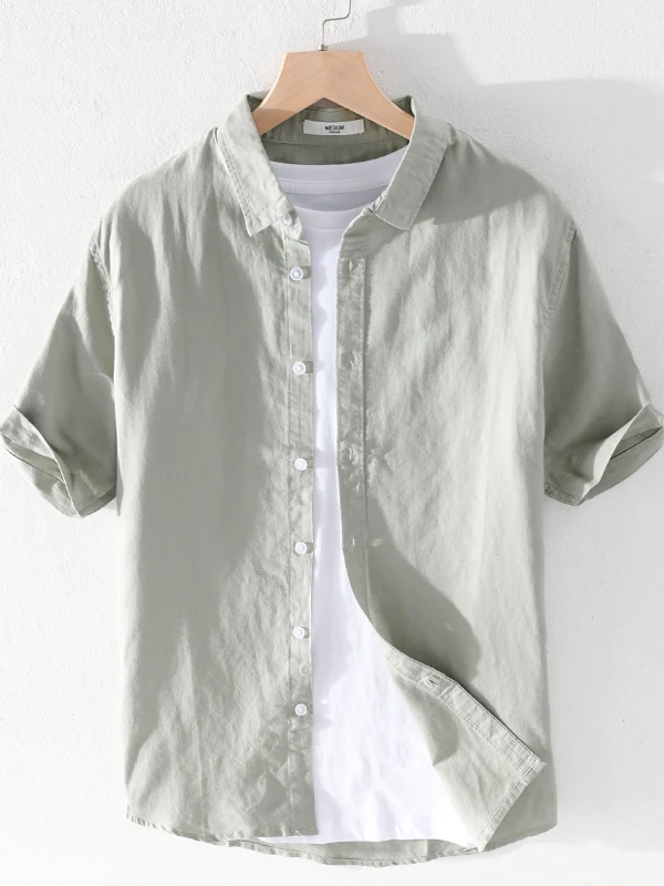 Linen Short Sleeve Shirt Men's Summer Casual Loose Cotton Linen Half Sleeve Shirt Pure Color Thin Linen Material Men's Shirt
Linen Short Sleeve Shirt Men's Summer Casual Loose Cotton Linen Half Sleeve Shirt Pure Color Thin Linen Material Men's Shirt