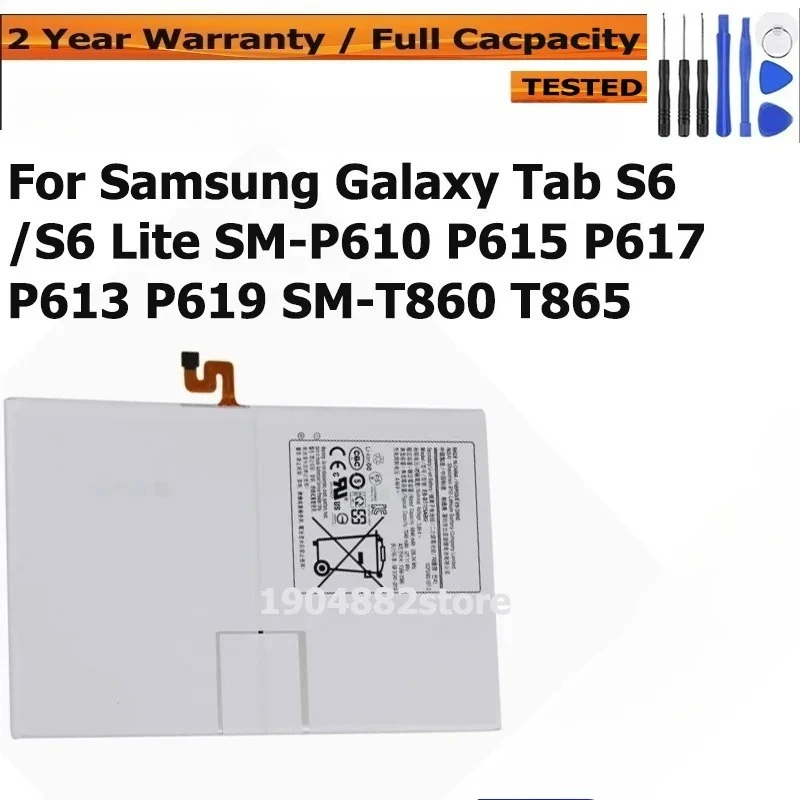 For Samsung Galaxy Tab S6 /S6 Lite SM-P610 P617 EB-BT725ABU SM-T860 T865 P613 P619 P615 7040mAh Battery
For Samsung Galaxy Tab S6 /S6 Lite SM-P610 P617 EB-BT725ABU SM-T860 T865 P613 P619 P615 7040mAh Battery