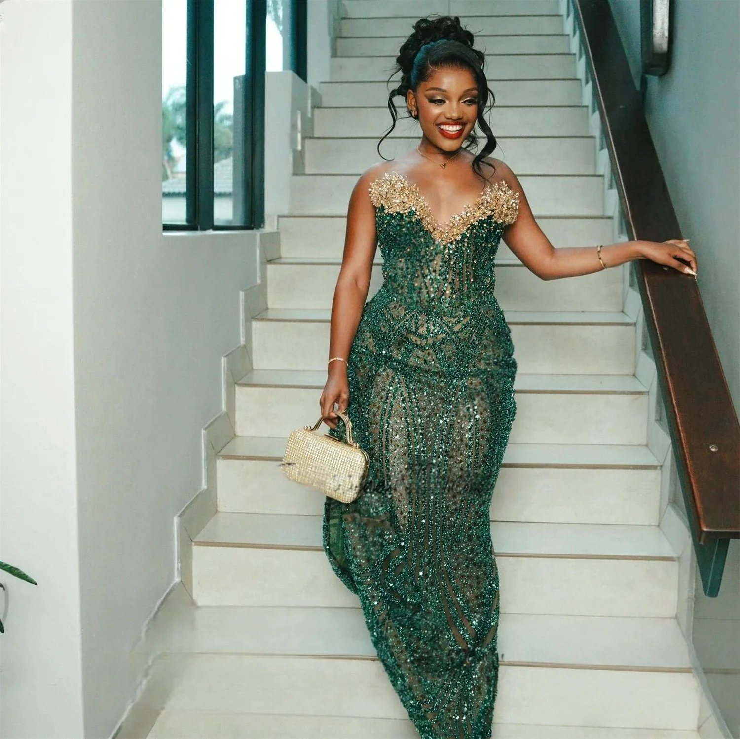 Luxury Green African American Prom Dresses For Black Girls Mermaid Sweetheart Pearls Robe De Soiree Evening Gown Customized
Luxury Green African American Prom Dresses For Black Girls Mermaid Sweetheart Pearls Robe De Soiree Evening Gown Customized
