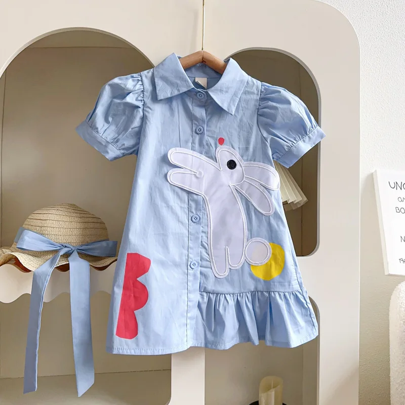 Girls' Cartoon Shirt Dress Summer New Stylish Cute Bunny Short Sleeve Dress with HatAXA895
Girls' Cartoon Shirt Dress Summer New Stylish Cute Bunny Short Sleeve Dress with HatAXA895